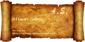 Altman Sebes névjegykártya